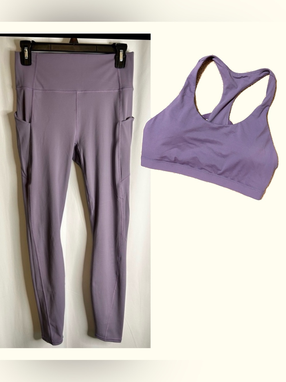 Fabletics PureLuxe Lavender Pocket Legging & Matching Sports Bra 💜 Size M
